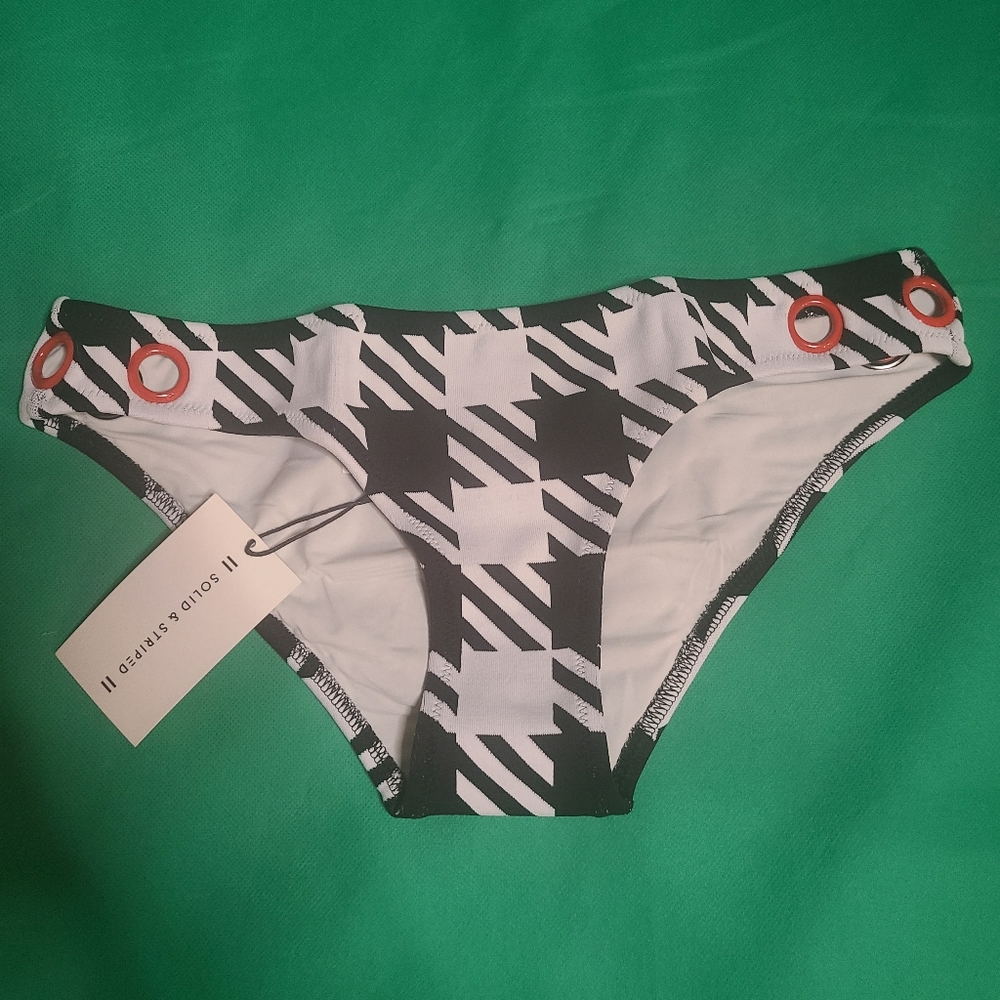 Solid & Striped The Annabelle Gingham Eyelet Embelishment Bikini Bottom Sz S